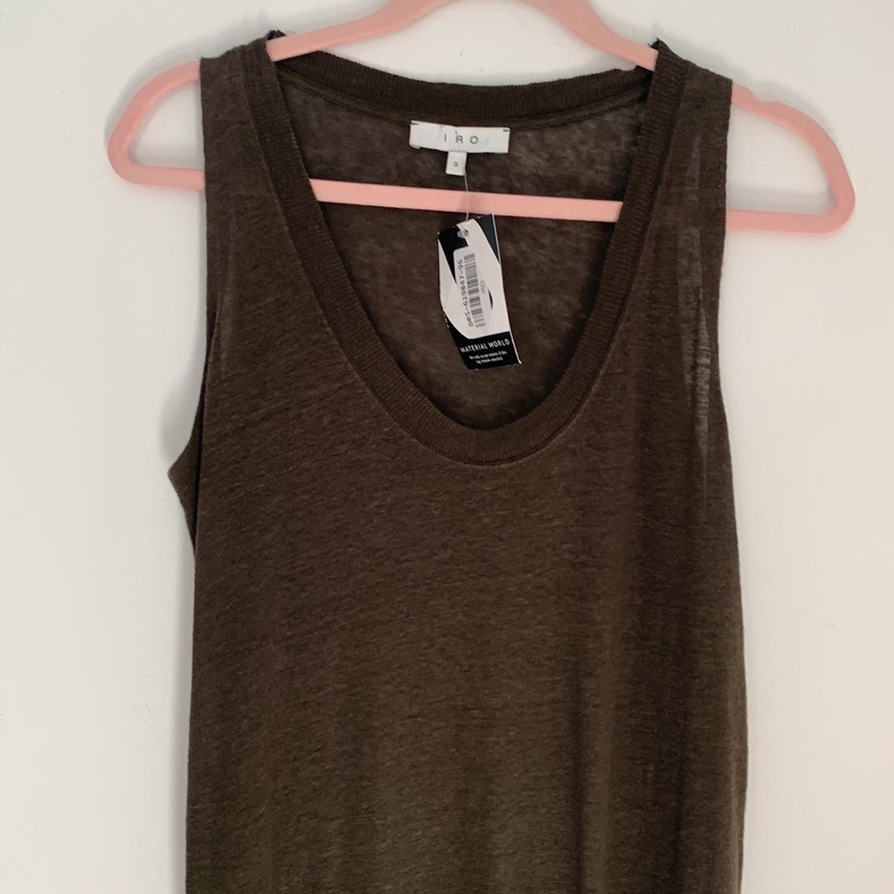 IRO Karossi Lace Up Dress Scoop Neck Tank Midi Burnout Jersey Linen ,Small, NWT - Picture 9 of 10